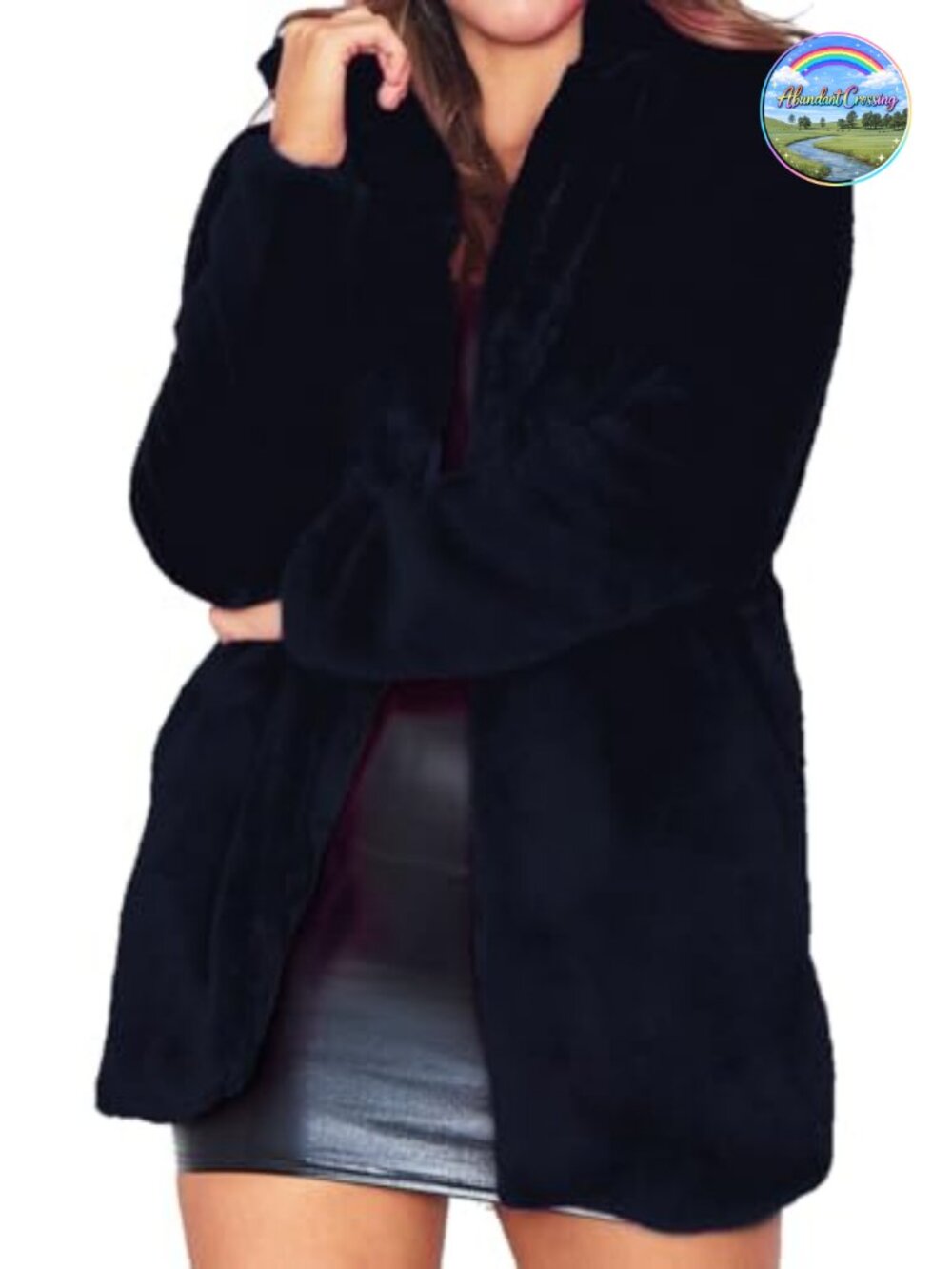 Womens Oversized Faux Fur Coat Lapel Lined Button Winter Warm Jacket